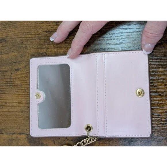 Anne Klein Card ID License Holder Key Chain Slim Wallet Ladies Brown W/Mirror - Picture 5 of 9